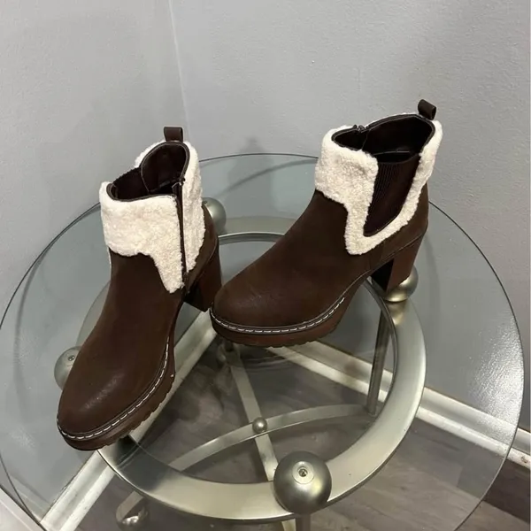 Pierre Dumas Brown and Cream Heeled Boots - Image 3