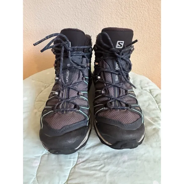 Salomon X Ultra Mid Hiking Boots US 8 Medium Gray Green Black MPN 371514 - Image 3