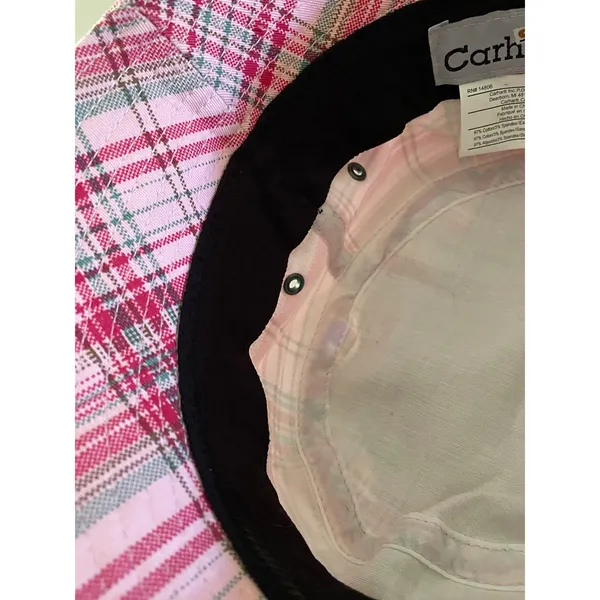Carhartt Logo Women's Pink Plaid Canvas Breathable Bucket Hat - Image 6