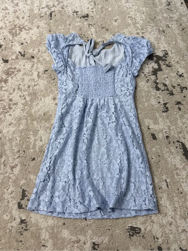 Free People Light Blue Lace Hailee Mini Dress Size Small - Image 4