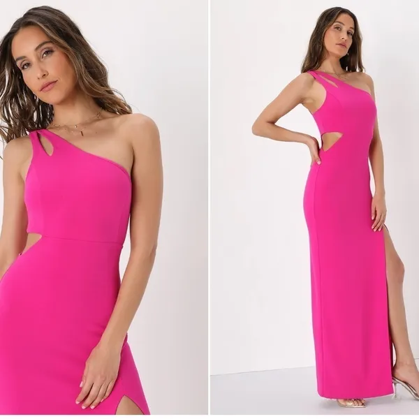 LULU's Sexy Prom Wedding Elegant Classy One Shoulder Mermaid Trumpet Gown - Image 3