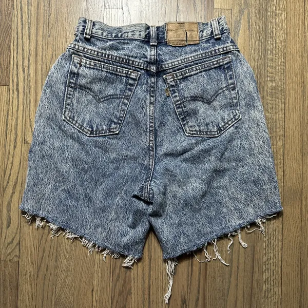 Vintage 70s Levi's Shorts Womens 8 545 Loose Fit Brown Tab Cut Off Denim - Image 2