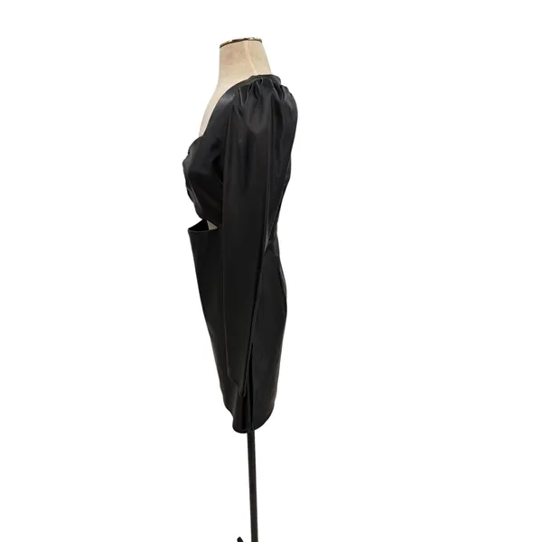 Torn by‎ Ronny Kobo Gemma Vegan Faux Leather Cut Out Mini Dress Black Size Large - Image 6