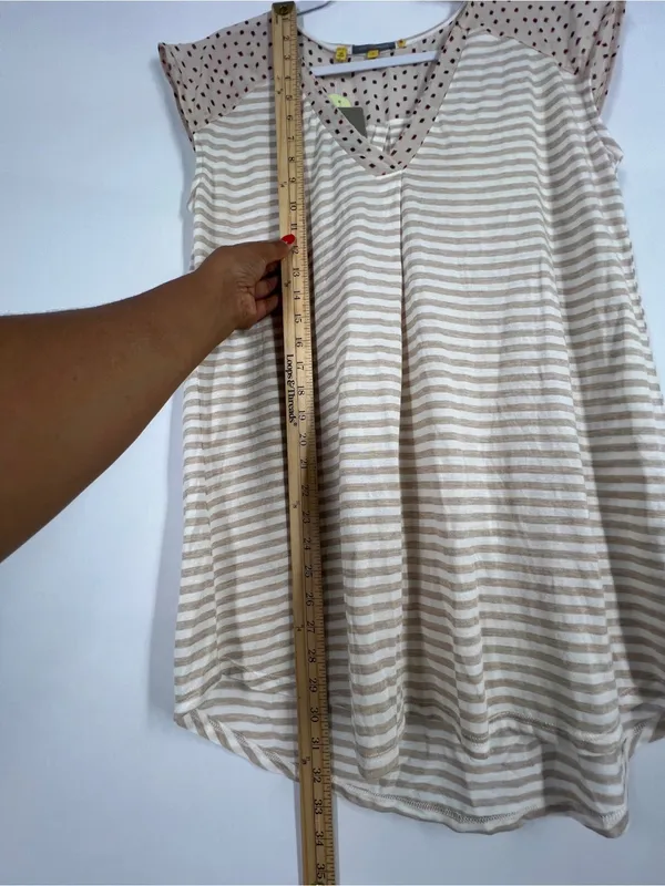 Anthropologie‎ Neutral Beige & White Striped V‑Neck Tee - Image 15