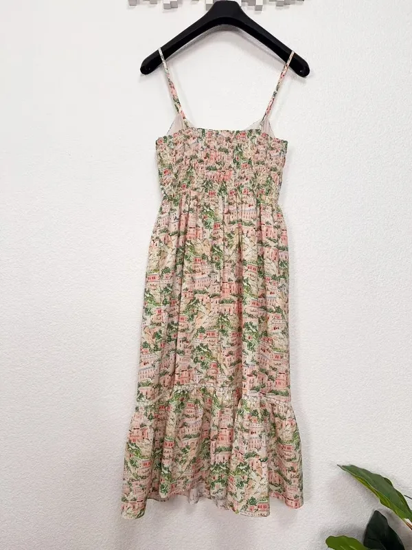 Jacquie the Label Julian Midi Dress Scenic Print Smocked Back Tiered Midi Dress - Image 7