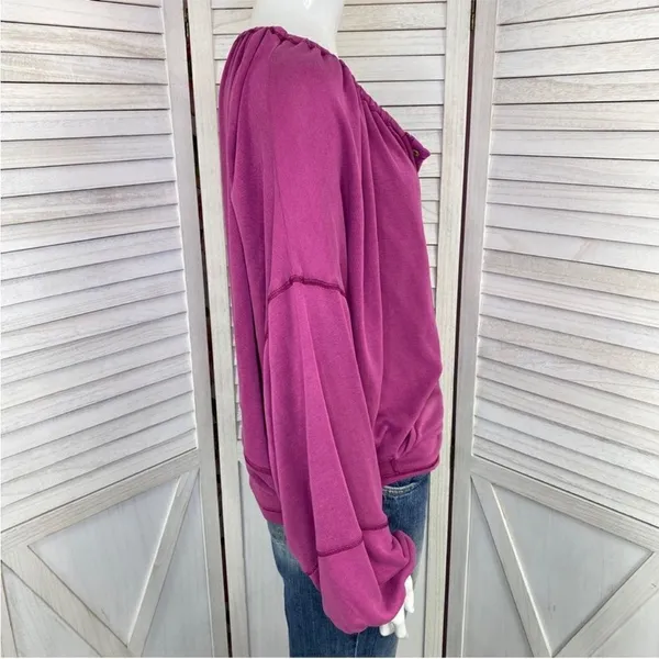 Free People Movement Surfs Up Oversized‎ Shirt Pocket Pullover Slouchy Knit Pink - Image 4