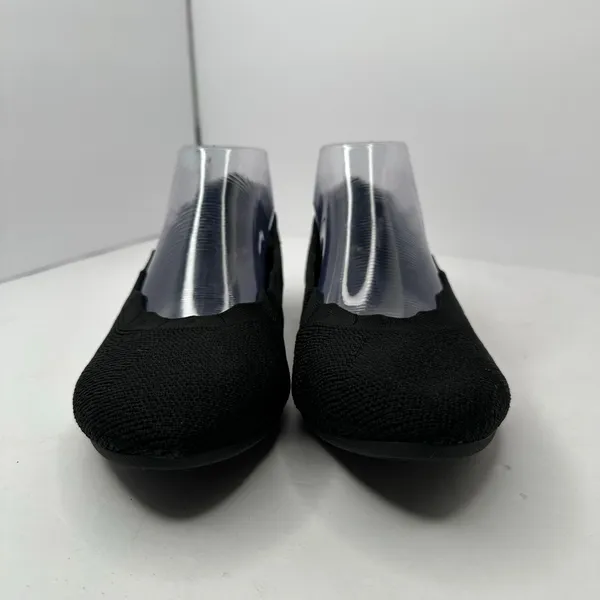 Skechers Women size 9 Cleo Black Knit Ballet Flats Memory Foam Slip On Comfort - Image 2