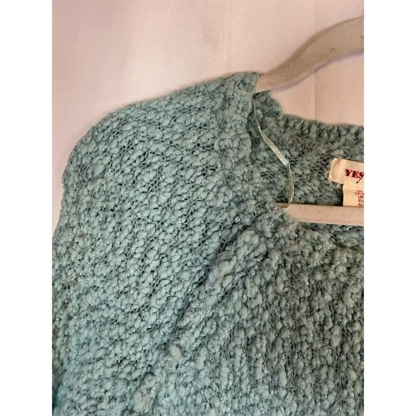 Yes Lola Sweater Womens Size M Blue Green Chunky Knit Crewneck Pullover - Image 5