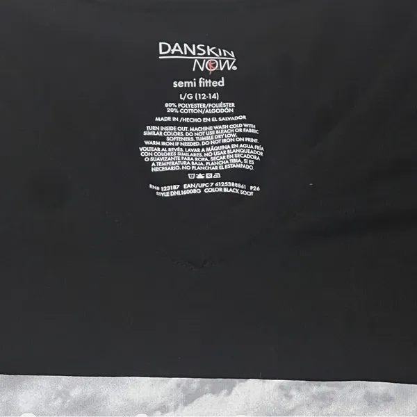 Danskin Now Women’s Short Sleeve Black Graphic V-neck Athletic Workout Tee Sz L - Image 5