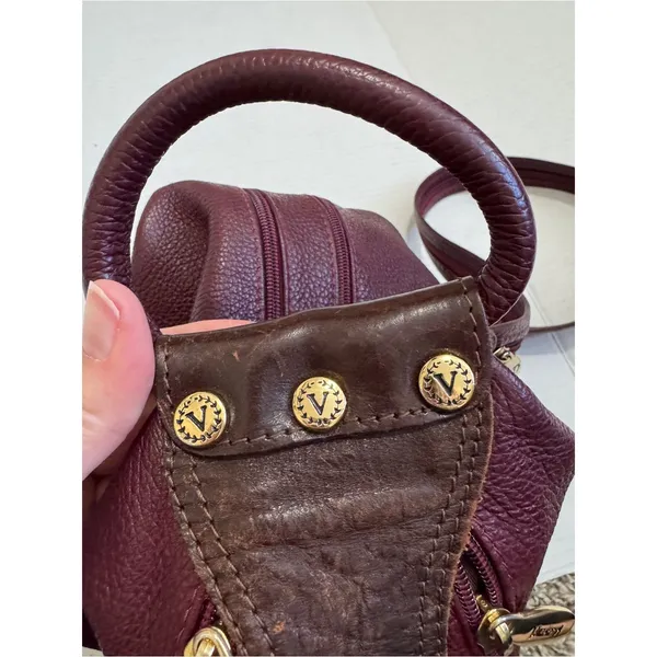 Valentina Italian Leather Burgundy Asymmetrical Crossbody Handbag Bag Purse Hobo - Image 11