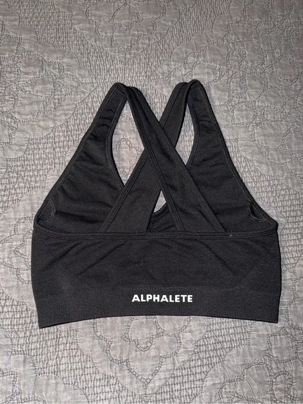 Alphalete AMPLIFY BRA-Women's Seamless Longline Bra-MED IMPACT Black Size-S - Image 2