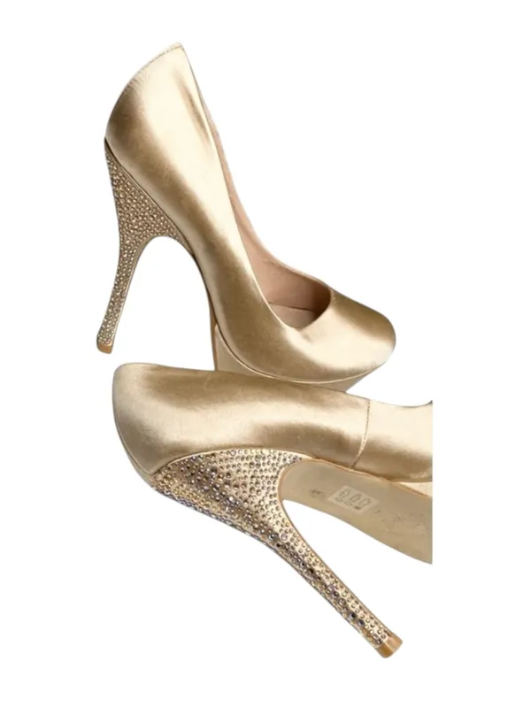 Steve Madden ☀︎︎ Partyy-R Glitter Crystal Platform Stilettos Pumps ☀︎︎ Champagne - Image 14