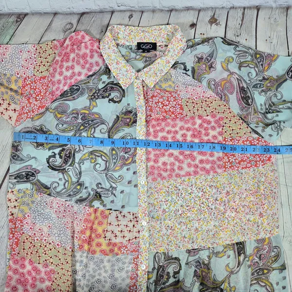 Gigio USA Patchwork Paisley Floral Button Down Sheer Tunic‎ Shirt TC2569 Medium - Image 7