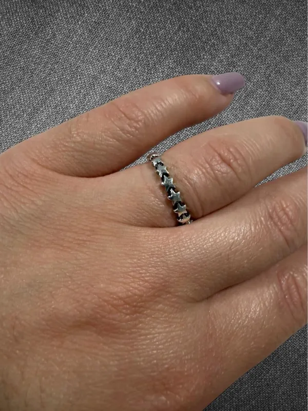 Silver Tone Celestial Star Band Ring - Image 4
