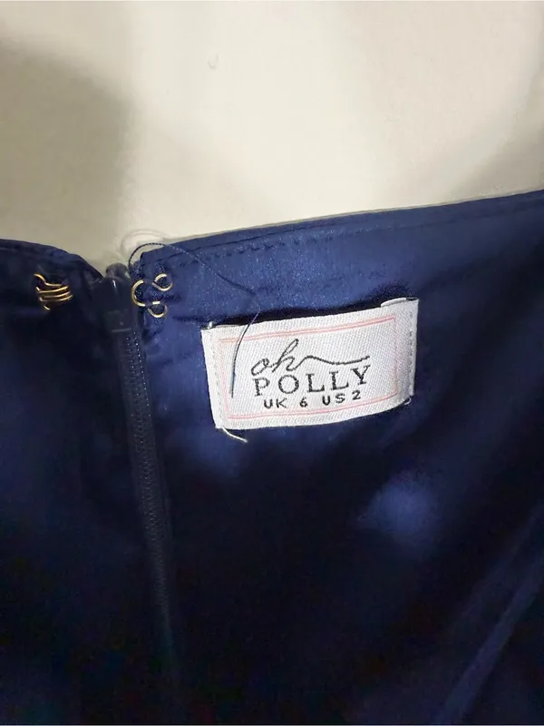Oh Polly Upgrade You Navy Blue Satin Corset Mini Dress Size 2 - Image 4