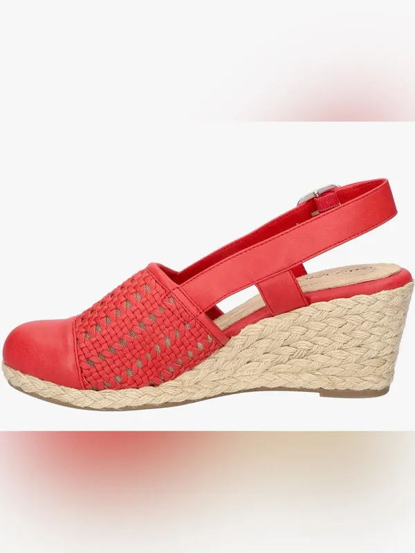 easy street Red Woven Espadrille Slingback Wedge Size 7 - Image 2