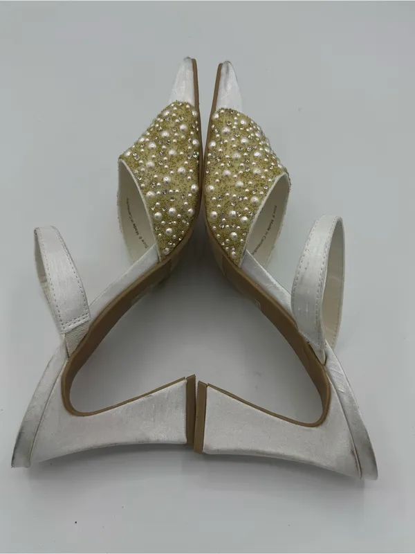 Dolce Vita Nasia Rhinestone Block‎ Heel Sandals White Size 8 bridal rehearsal - Image 8