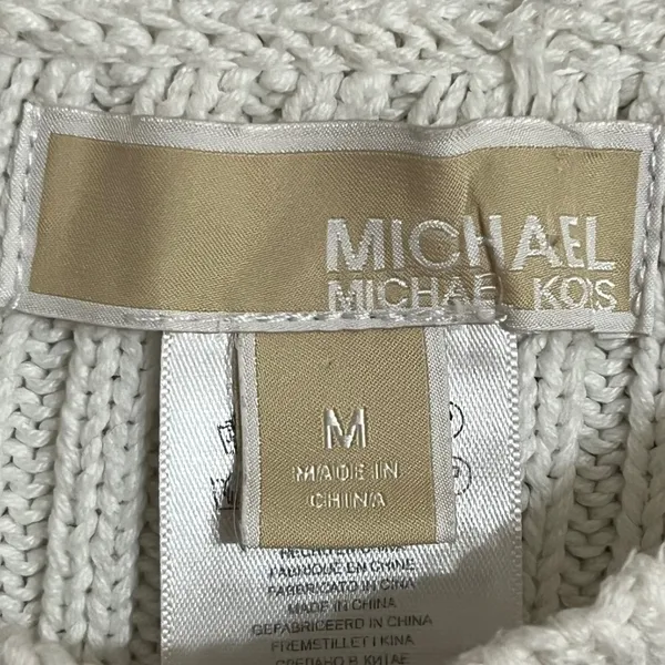 Michael Michael Kors White Cable‎ Knit Side Zip Sweater Womens Medium - Image 6