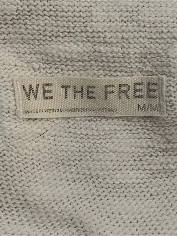Free People We The Free Distressed Crop Knit Top White M Raw Edge OB2187895 - Image 2