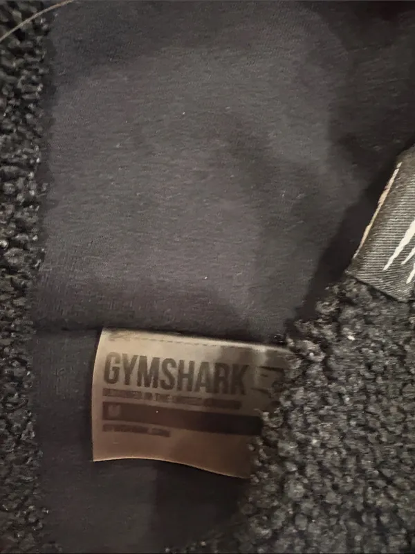 Gymshark Black Sherpa Zip Hoodie with White Tag Detail - Image 2