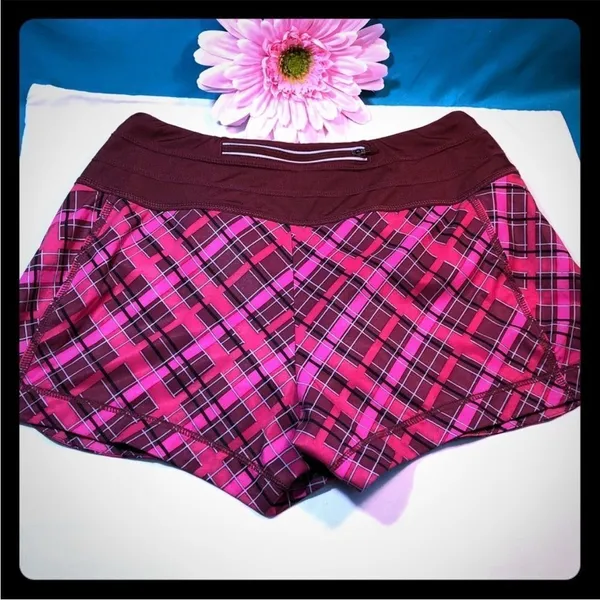 Athleta Stability Running Athletic Shorts: Plaid small‎ - Image 3