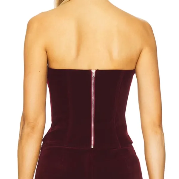 Superdown Eva Sweetheart Top in Oxblood, Size M - Image 2