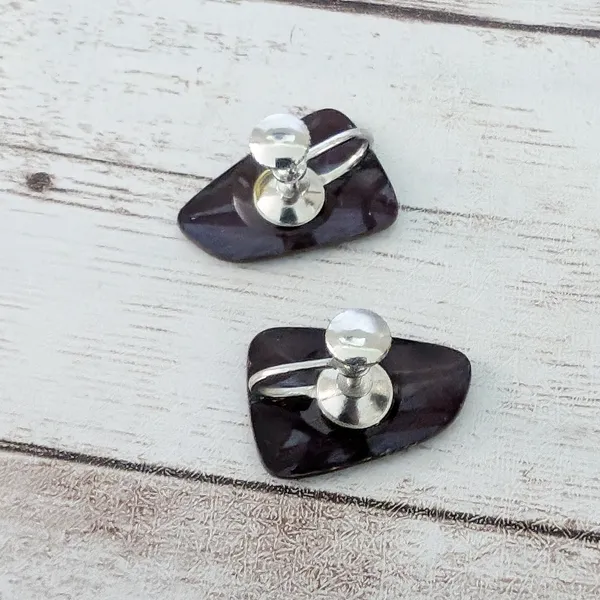 Vintage Screw Back Earrings Unusual Retro Design - Image 7