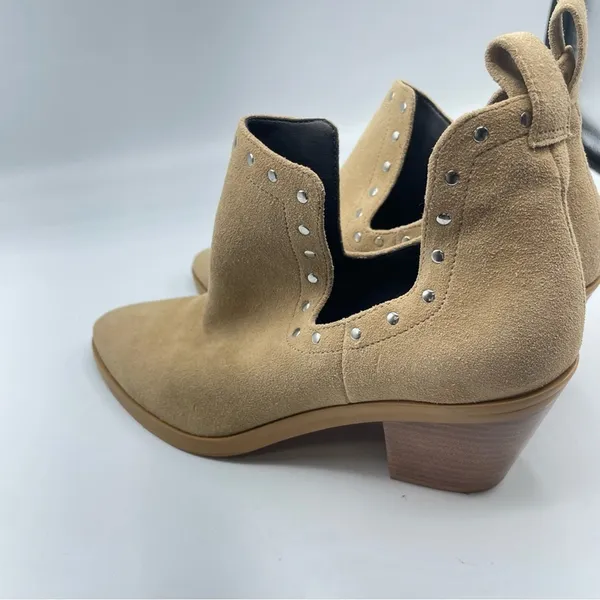Rebecca Minkoff Tan Suede Leather Studded D’orsay Ankle Boots Womens 6 Booties - Image 7