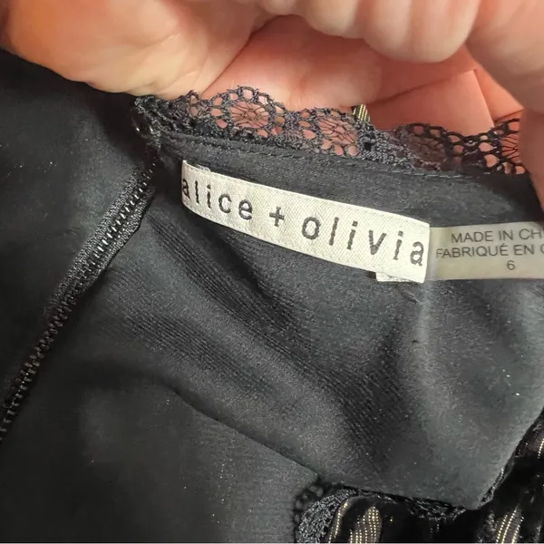 Alice + Olivia Aria Metallic cold shoulder‎ mini dress Sz 6 - Image 7