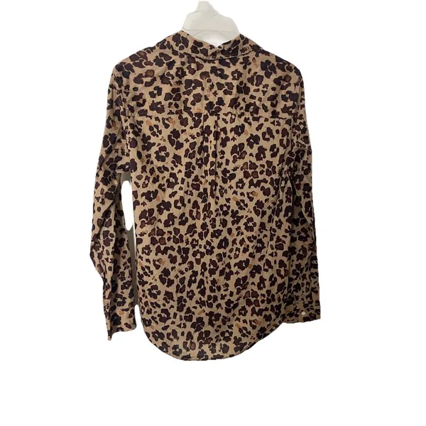 Gap Perfect Shirt SMALL Button Up Animal Print Brown Twee Coquette - Image 3