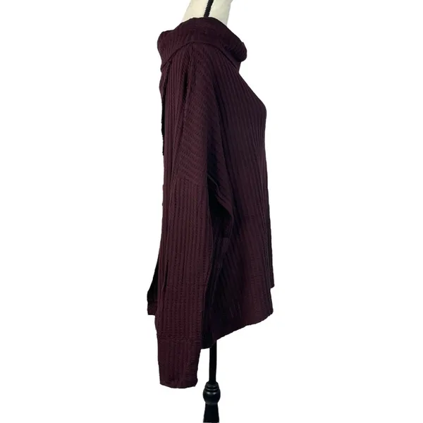 Free People Small Thermal Top Juicy Cowl Neck Split Back Long Sleeve Date Night - Image 7