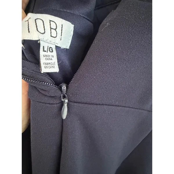 Tobi Navy Blue Ruffle V-Neck Maxi Dress Mermaid‎ Gown Large Formal Evening - Image 7