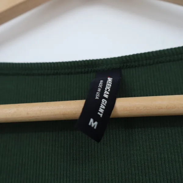 American Giant Ribbed Button Front Long Sleeve Top Green Size M - Image 3