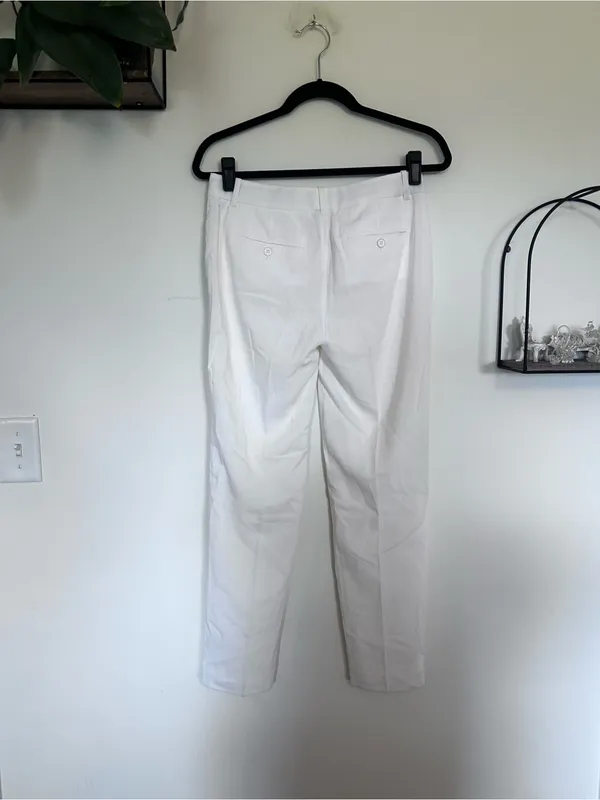 Theory White Viscose/Wool Blend Straight Leg Trouser Pants Size 0 - Image 2