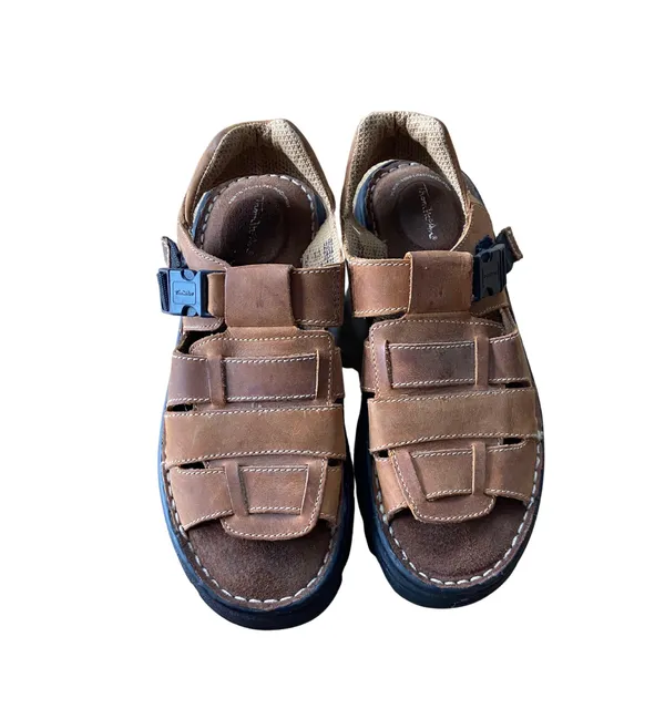 Vintage 90s Brown Leather Fisherman Sandals 🔥 - Image 2