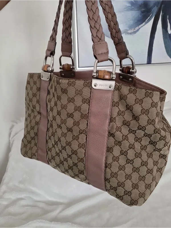 Gucci Monogram Medium Bamboo Bar Tote - Image 8