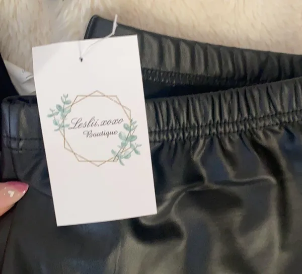 Black faux leather leggings - Image 3