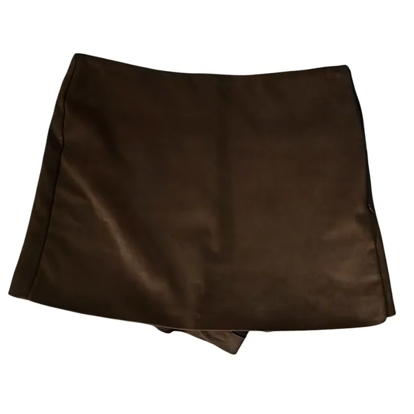 Zara 5030/511/730 Faux Suede Brown Mini Skort Side Zip S EUC - Image 7