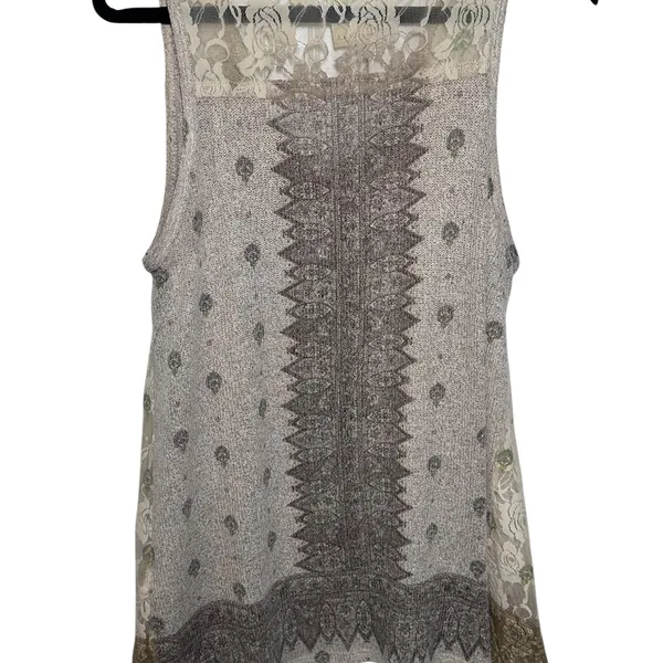 Vocal Apparel Mystic Shimmer Lace Tank‎ in Beige Size Large Lightweight V Neck - Image 2