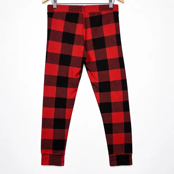 PINK Victoria's Secret Sleep Set Waffle Knit Women M Red Black Buffalo Plaid - Image 11