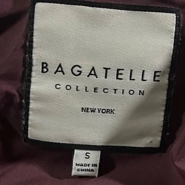 Bagatelle Puffer Jacket Womens Small Burgundy Faux Leather Full Zip Light Weight - Image 4
