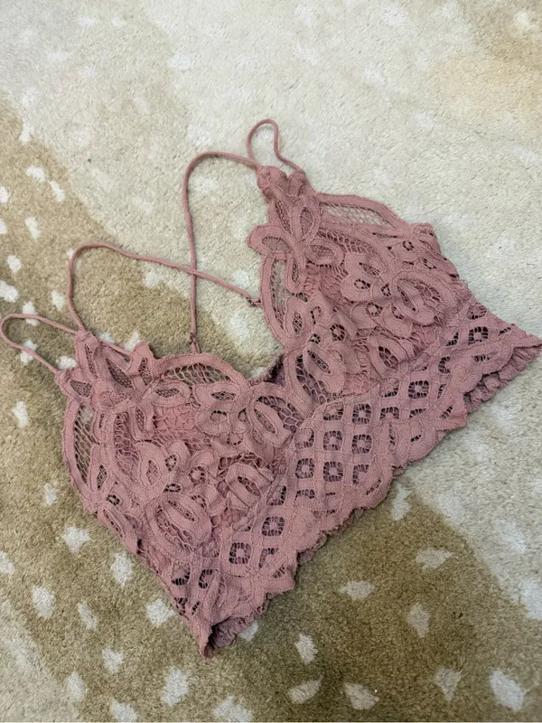 Free People Adella Lace Bralette Dusty Rose Rosewood Mauve women’s size medium - Image 4