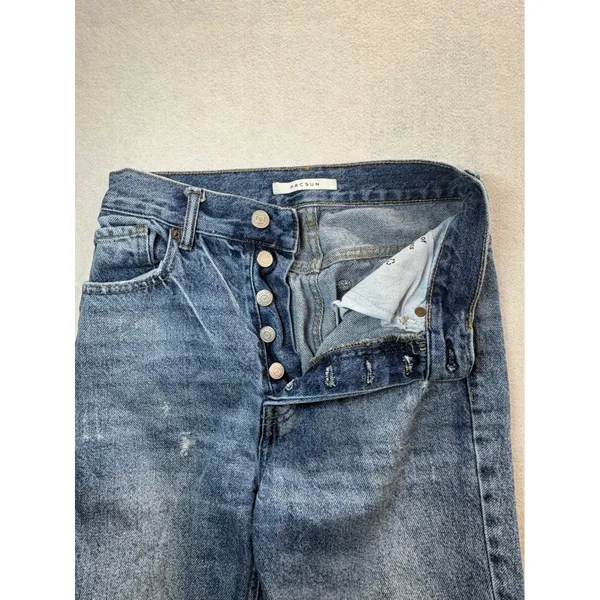 PacSun Ultra High Rise Slim Distressed Straight Leg Jeans Medium Wash 24" waist - Image 2