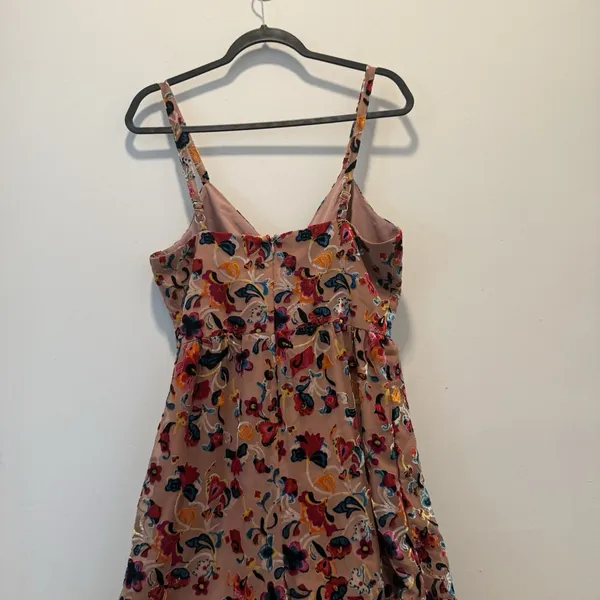 Flounced Floral Burnout Velvet Jumpsuit Size 8 - Image 7