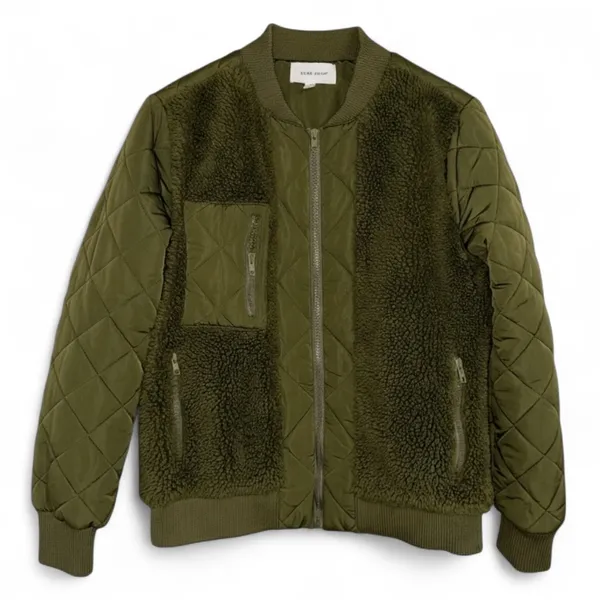 Dear John Olive Green Quilted‎ Sherpa Bomber Jacket - Women's Small Casual - Image 3