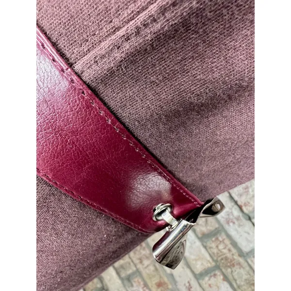 belt oval rippled buckle maroon burgundy wine silver vintage - Image 3