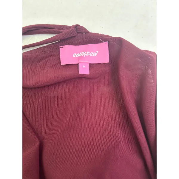 Edikted Lace Up Mesh Mini Dress In Burgandy. Size M NWOT - Image 7