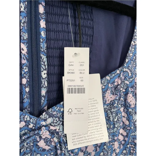 New J. Crew x Liberty Sweetheart Long Sleeve Mini Dress Bourton Bloom Size 00 - Image 5