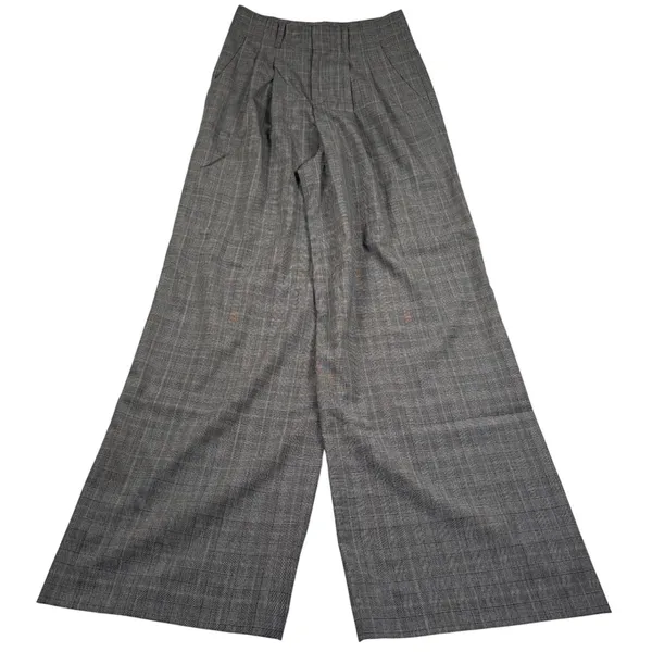 Alice + Olivia Wide Leg Pants Womens 4 Gray Glen Plaid High Waist Wool Office - Image 2