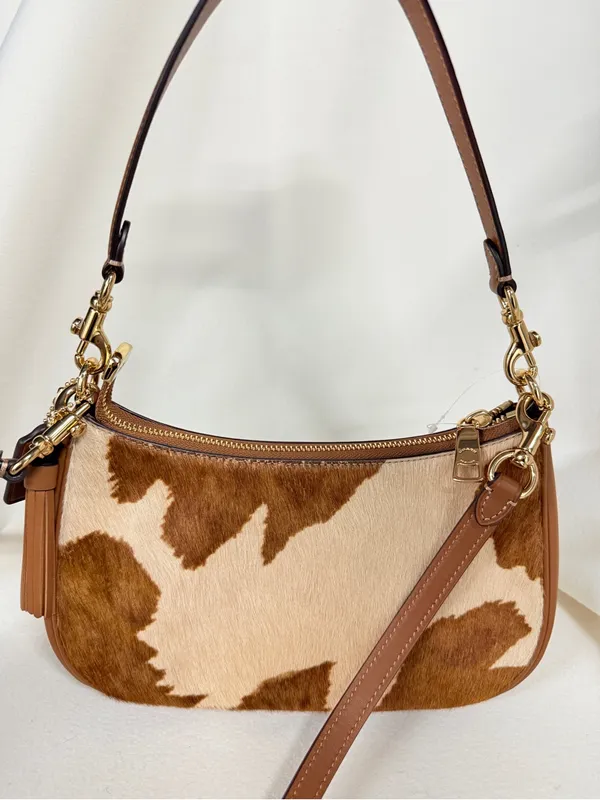 NWT COACH Teri Shoulder Bag In Haircalf With Cow Print CDW45 Gold/Cow Multi - Image 3